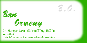 ban ormeny business card